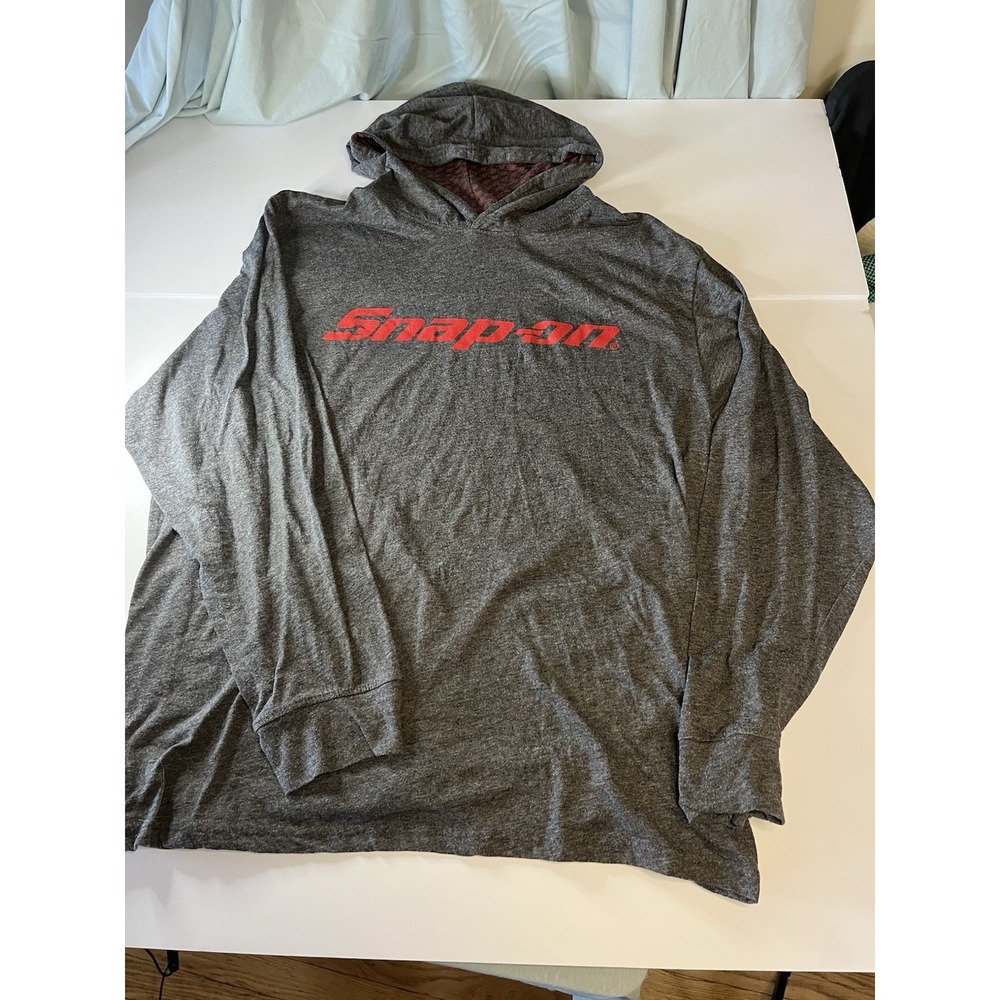 Snap-on Tools Mens Gray Heather Long Sleeve Hooded T-Shirt Logo Size Large